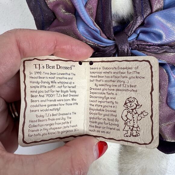 Boyds Bears Lily Flutterby Bear 9" Purple Blue White Butterfly Wings With Tags - Picture 7 of 12